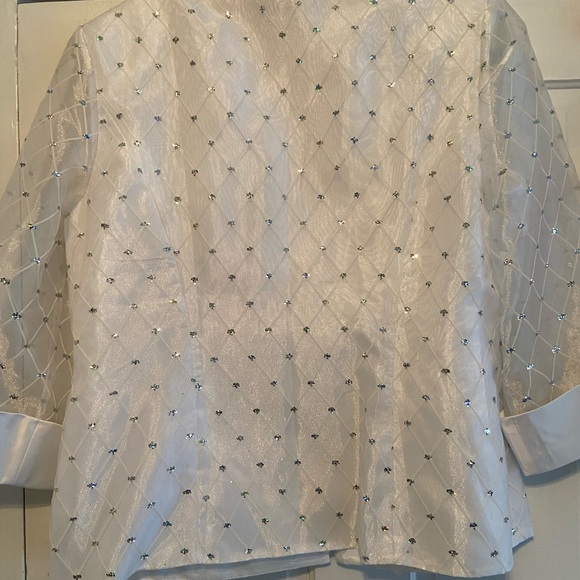 Never worn! Jacket with sheer sleeve and glitter detail. Comes with cami - Picture 6 of 7